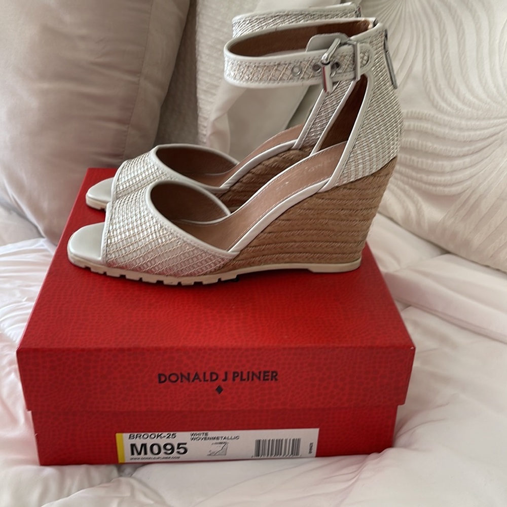 Donald J. Pliner White Metallic Wedge Sandals - Picture 3 of 16